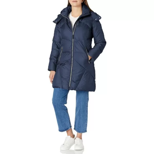 Cole Haan Womens Hooded Essential Down CoatNavy