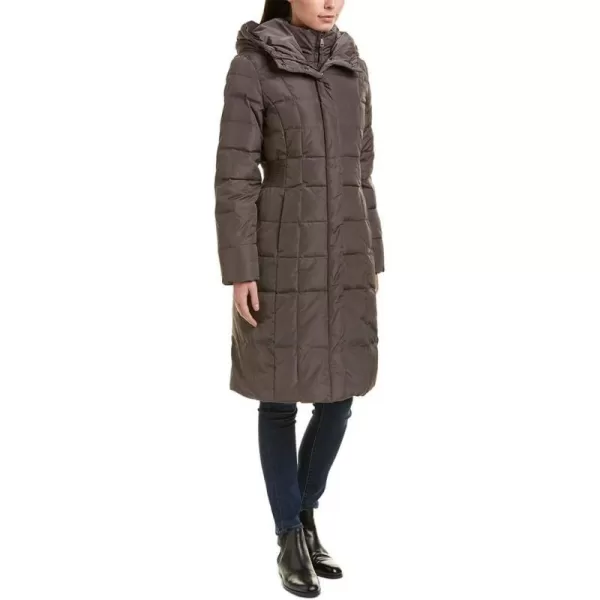 Cole Haan Womens Knee Length Hooded Quilted Down CoatCarbon