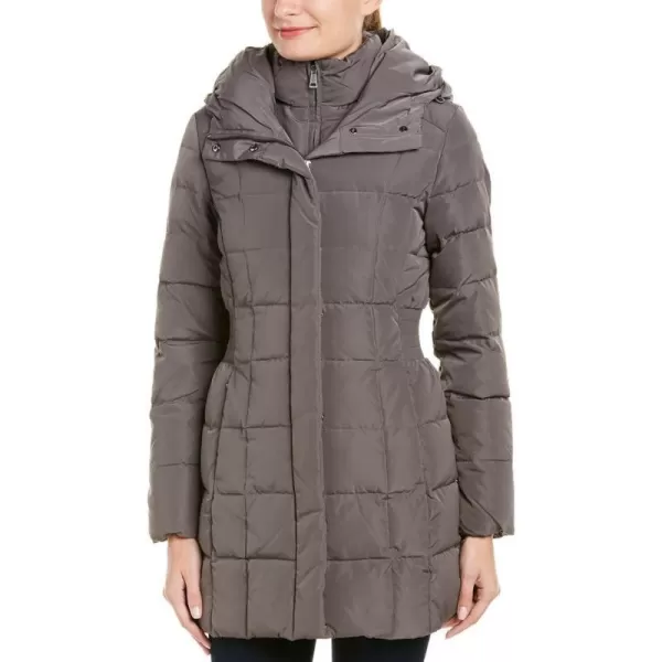 Cole Haan Womens Mid Length Hooded Quilted Down CoatCarbon