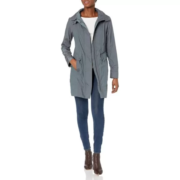 Cole Haan Womens Packable Hooded Rain Jacket with BowGunmetal