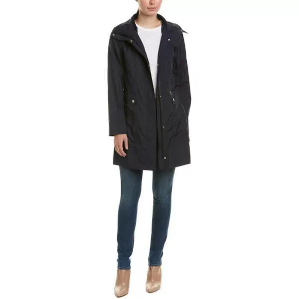 Cole Haan Womens Packable Hooded Rain Jacket with BowIndigo