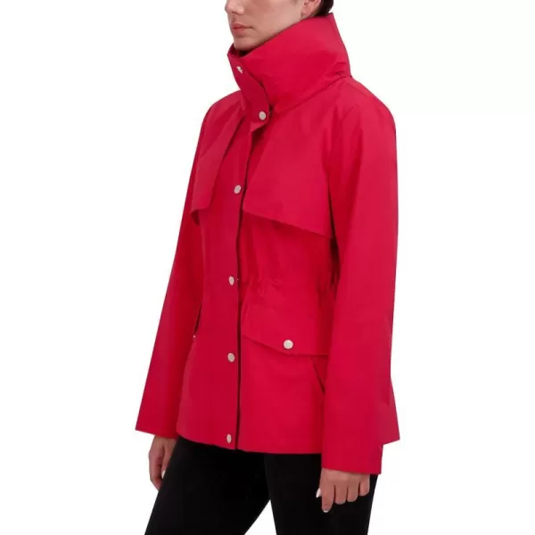 Cole Haan Womens Short Packable Rain JacketRed