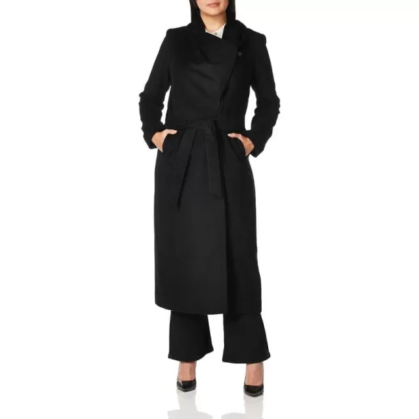 Cole Haan Womens Slick Wool Wrap CoatBlack