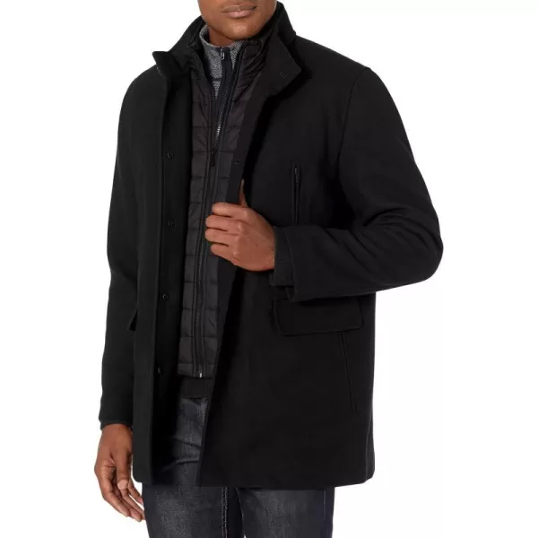 Cole Haan mens Wool Twill Topper Coat with Water Resistant BibBlack