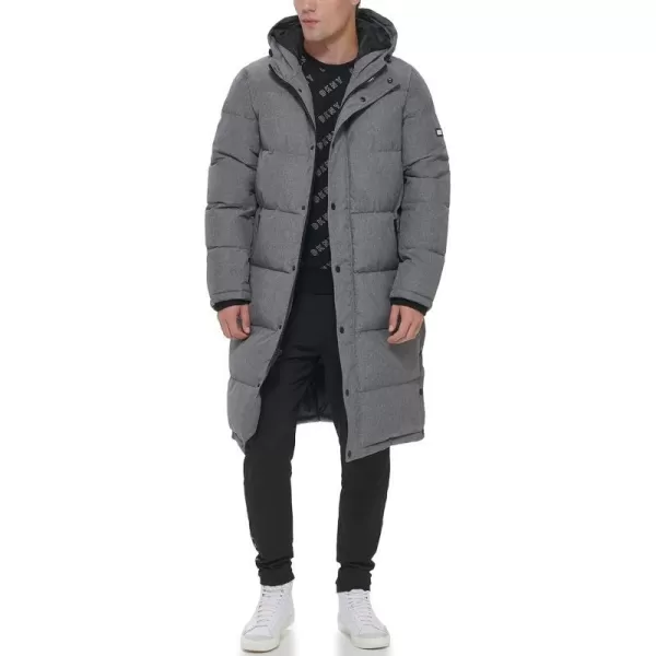 DKNY Mens Arctic Cloth Hooded Extra Long Parka JacketHeather Grey