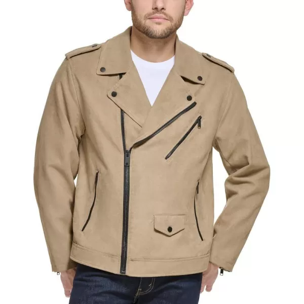 DKNY Mens Modern Motorcycle JacketKhaki