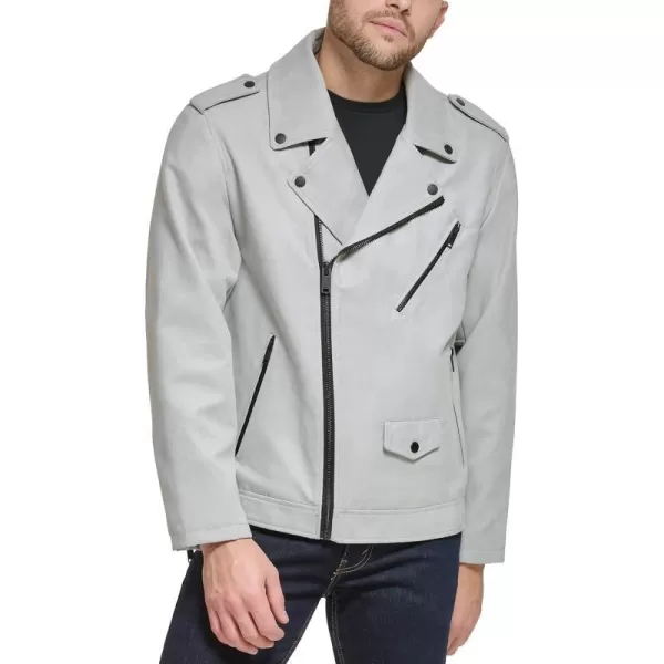 DKNY Mens Modern Motorcycle JacketLight Grey