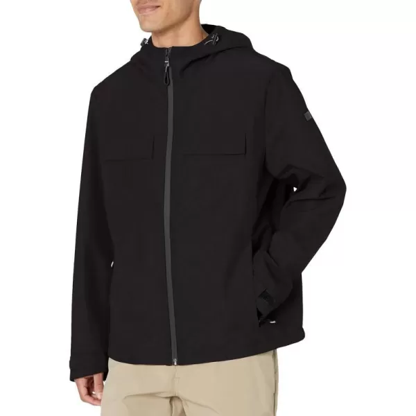 DKNY Mens Performance Tech Hooded Modern Storm CoatClassic Black