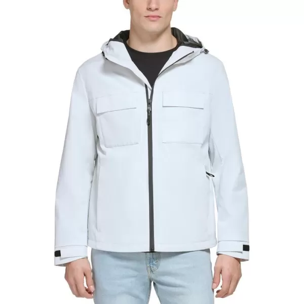 DKNY Mens Performance Tech Hooded Modern Storm CoatIce