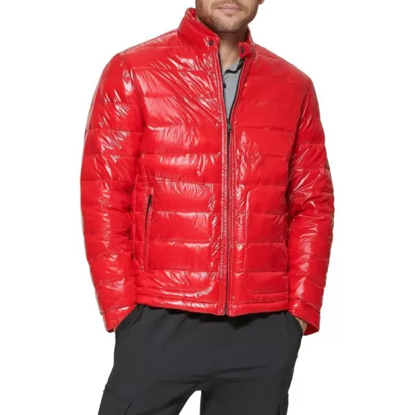 DKNY Mens Perlized Lightweight Quilted Puffer JacketRed