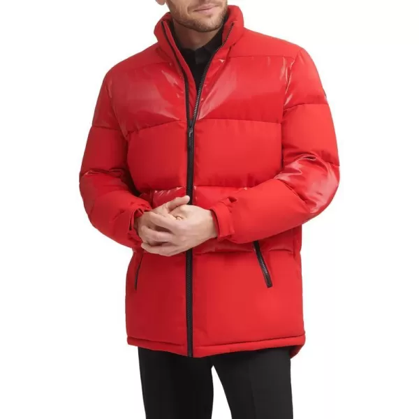 DKNY Mens Quilted Walking Fashion PufferShiny Red