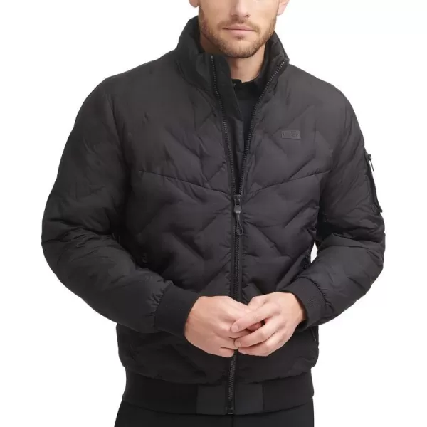 DKNY Mens Welded Quilted Bomber JacketBlack