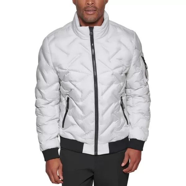 DKNY Mens Welded Quilted Bomber JacketGrey