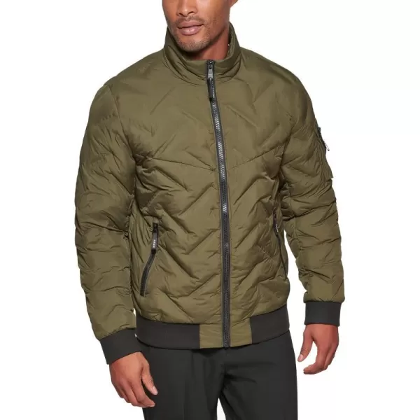 DKNY Mens Welded Quilted Bomber JacketOlive