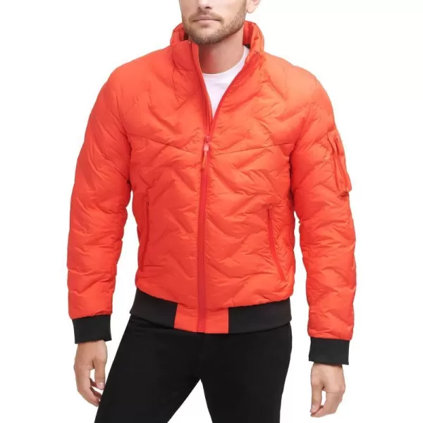 DKNY Mens Welded Quilted Bomber JacketOrange