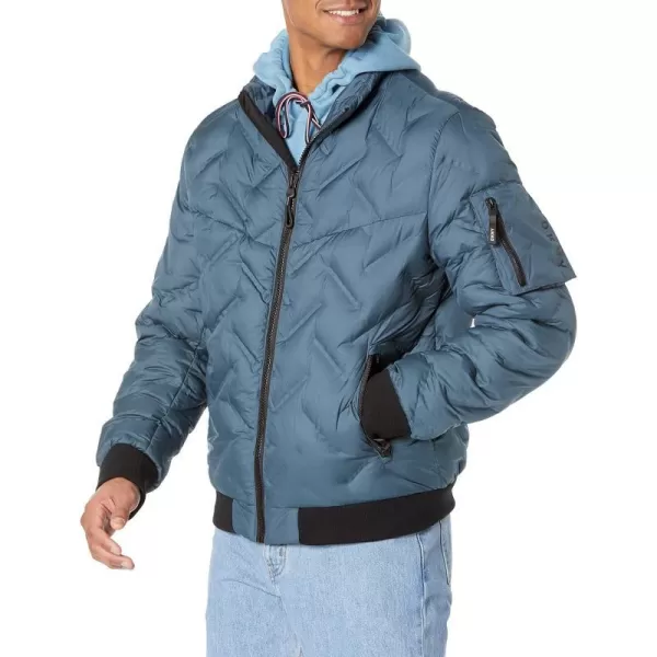 DKNY Mens Welded Quilted Bomber JacketTeal