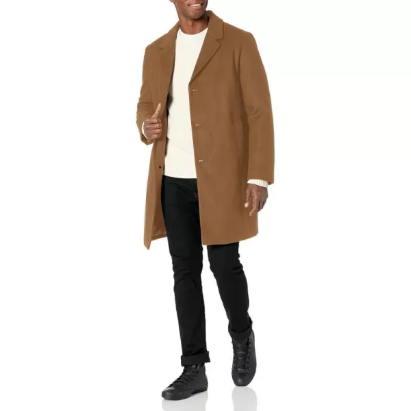 DKNY Mens Wool Blend Notch Collar CoatCamel