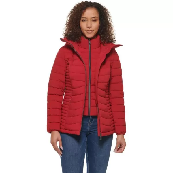 DKNY Womens Everyday Outerwear Packable Stretchy JacketRio Red