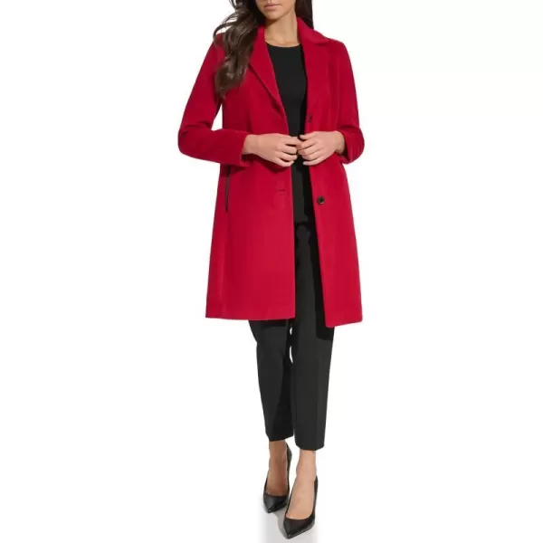 DKNY Womens Walker Wool CoatRio Red