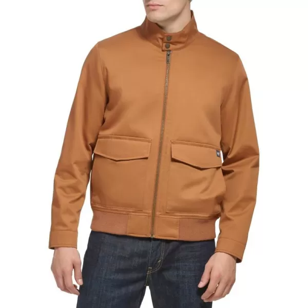 Dockers Mens Bomber Jacket with Snap Racer CollarMocha