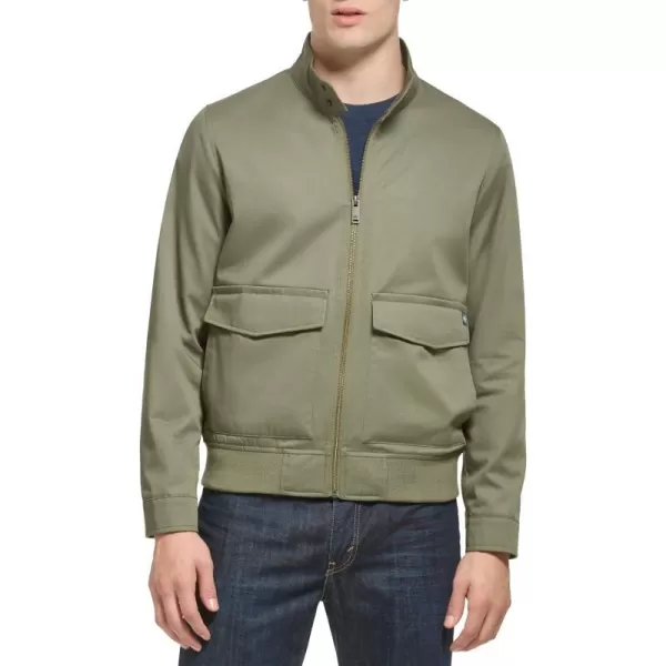 Dockers Mens Bomber Jacket with Snap Racer CollarOlive