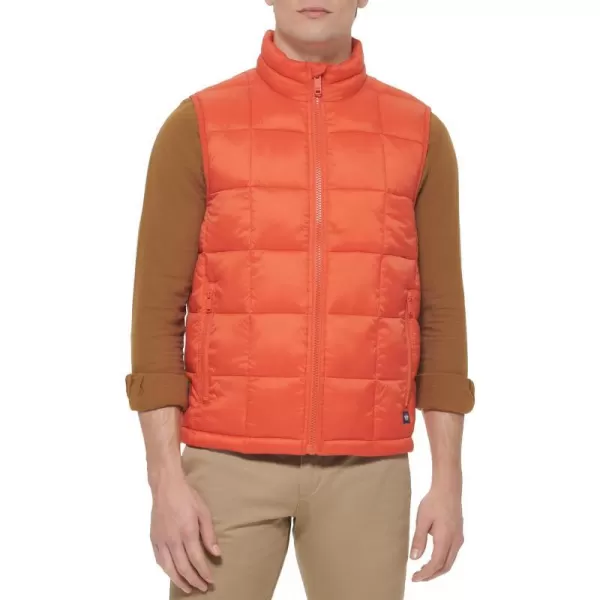 Dockers Mens Box Quilted Puffer VestRed Clay