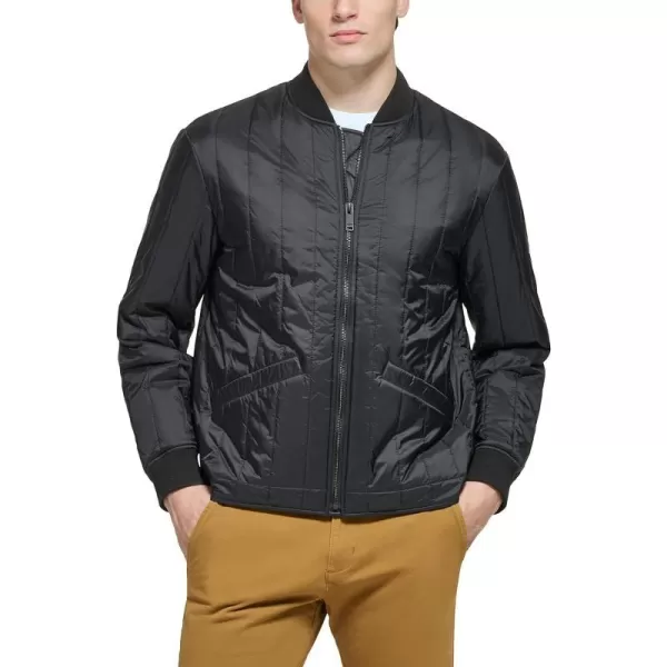 Dockers Mens Channel Quilted Open Bottom Bomber JacketBlack