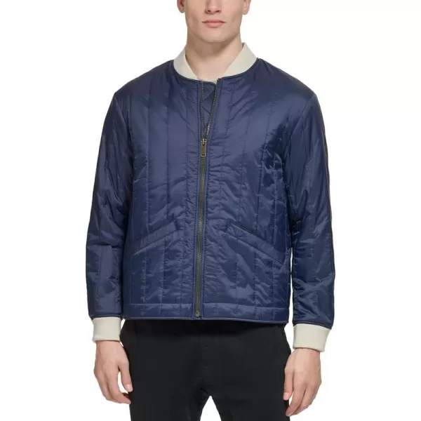 Dockers Mens Channel Quilted Open Bottom Bomber JacketNavy