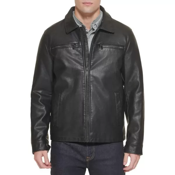 Dockers Mens James Faux Leather JacketBlack W Chest Zip