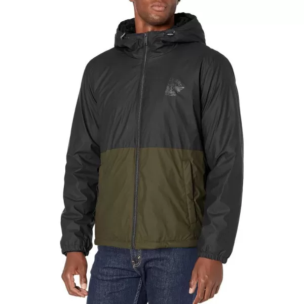 Dockers Mens The Bryce Stretch Sherpa Lined Waterproof Rain JacketBlackOlive