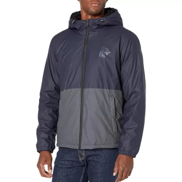 Dockers Mens The Bryce Stretch Sherpa Lined Waterproof Rain JacketNavyCharcoal