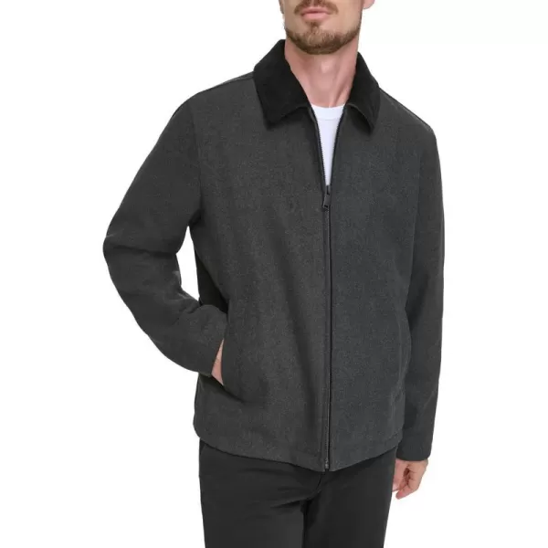 Dockers Mens Wool Blend Open Bottom Jacket with Quilted BibCharcoal Without Bib