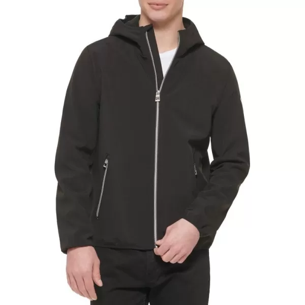 GUESS Mens Softshell Long Sleeve Hood JacketBlack