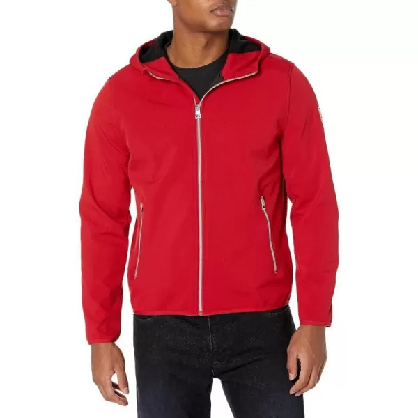 GUESS Mens Softshell Long Sleeve Hood JacketFire Red