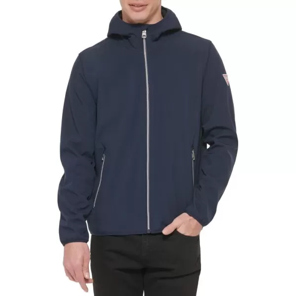 GUESS Mens Softshell Long Sleeve Hood JacketNavy