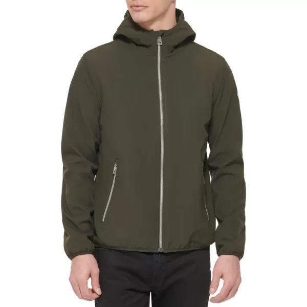 GUESS Mens Softshell Long Sleeve Hood JacketOlive