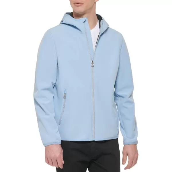 GUESS Mens Softshell Long Sleeve Hood JacketPowder Blue