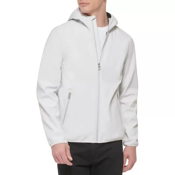 GUESS Mens Softshell Long Sleeve Hood JacketWhite