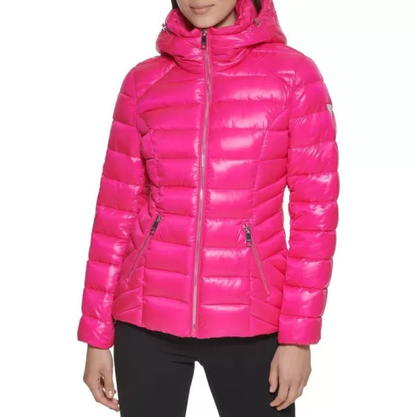 GUESS Womens MidWeight Hooded JacketHot Pink