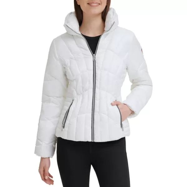 GUESS Womens Midweight Puffer JacketCream