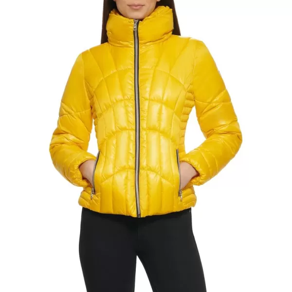 GUESS Womens Midweight Puffer JacketNeon Yellow