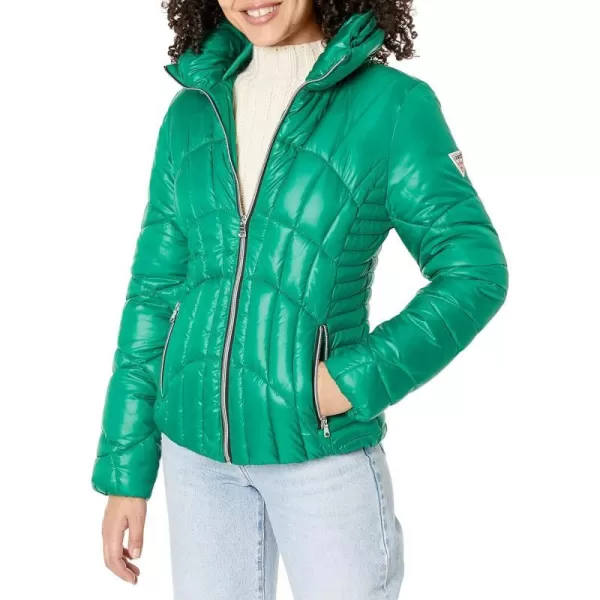 GUESS Womens Quilted Puffer JacketKelly Green