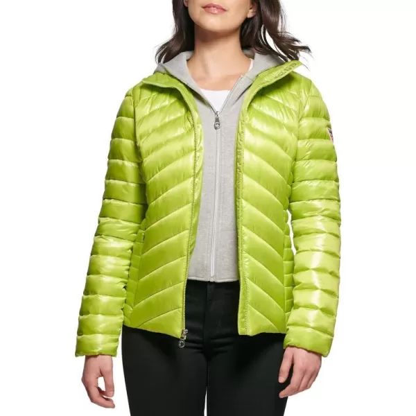 GUESS womens Light Packable Jacket Quilted Transitional PufferLime