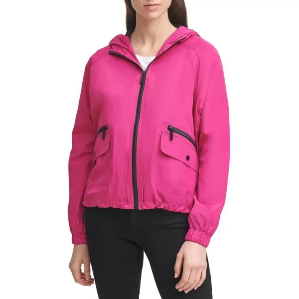 Karl Lagerfeld Paris Womens Hooded BomberBright Pink