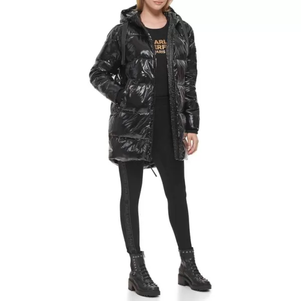 Karl Lagerfeld Paris Womens Hooded JacketBlack