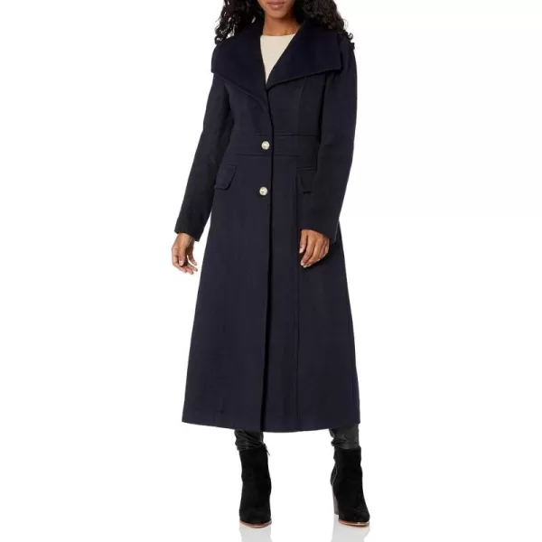 Karl Lagerfeld Paris Womens Military Long Wool CoatNavy