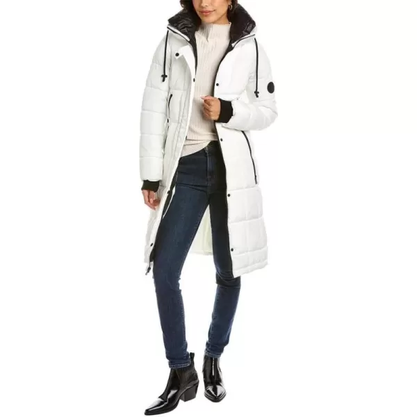 Kenneth Cole Womens Box Quilted Heavyweight Outerwear PufferWhite