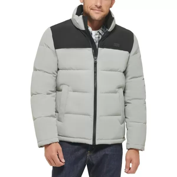 Levis Mens Arctic Cloth Retro Bubble Puffer JacketLight GreyBlack Tonal Logo