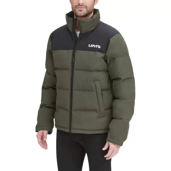 Levis Mens Arctic Cloth Retro Bubble Puffer JacketOlive Black