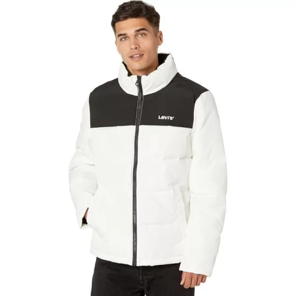 Levis Mens Arctic Cloth Retro Bubble Puffer JacketWhite Black